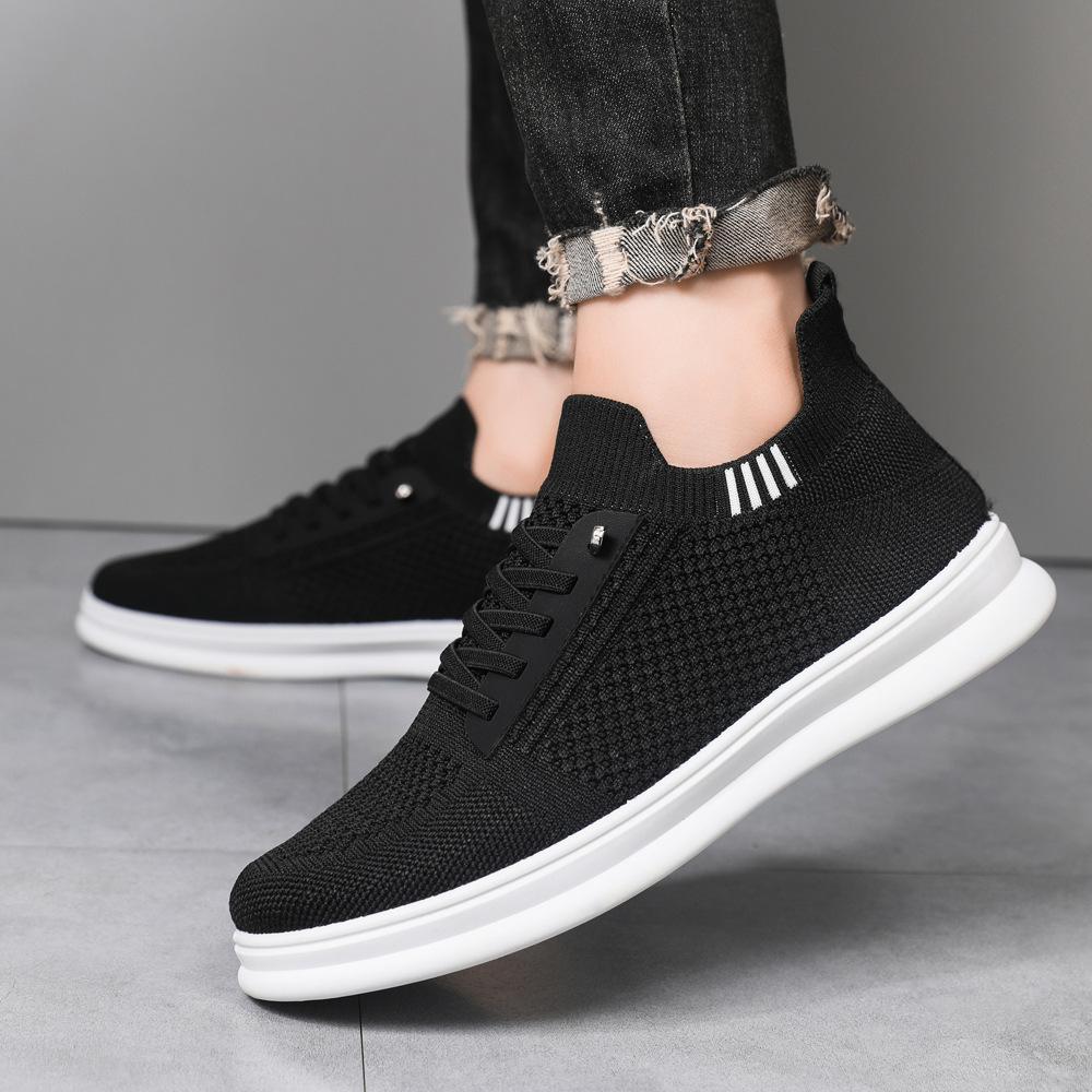 Board shoes men's summer new breathable fashion simple men's shoes flying woven low-top comfortable lace-up casual shoes