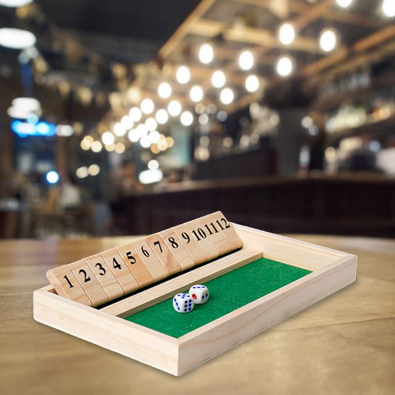 Holz Shut The Box Würfel Brettspiel Klassischer Pub-Stil 12 Zahlen Tischspiel Traditionelles Familienfest Indoor Unterhaltung
