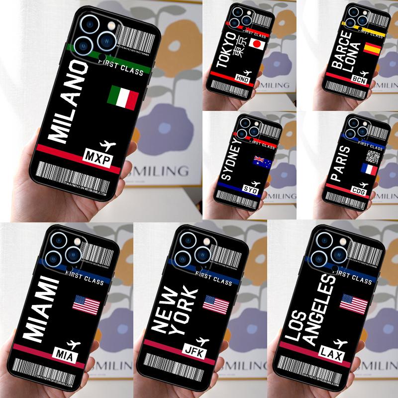 Boarding Pass Plane Ticket Phone Case For iPhone 16 15 11 13 12 14 Pro Max Mini X XR XS 7 8 Plus Soft Cover