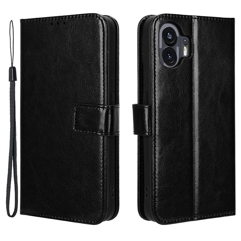 

Crazy Horse Texture Wallet Phone Case for Nothing Phone (2),PU Leather Stand Phone Cover Black