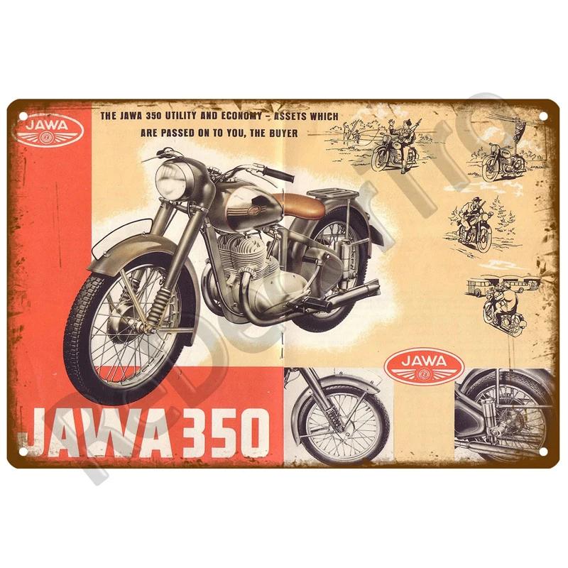 JAWA Vintage Nástěnný Plakát Vintage Retro Nástěnný Domácí Restaurace Dekorace Plaketa Kovová Nástěnná Dekorace Umění Kovová Značka Plechová Značka Talíř