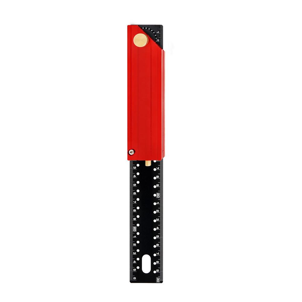 Foldable Multifunction Right Angle Woodworking Ruler with Corner Support and Hole Marking.