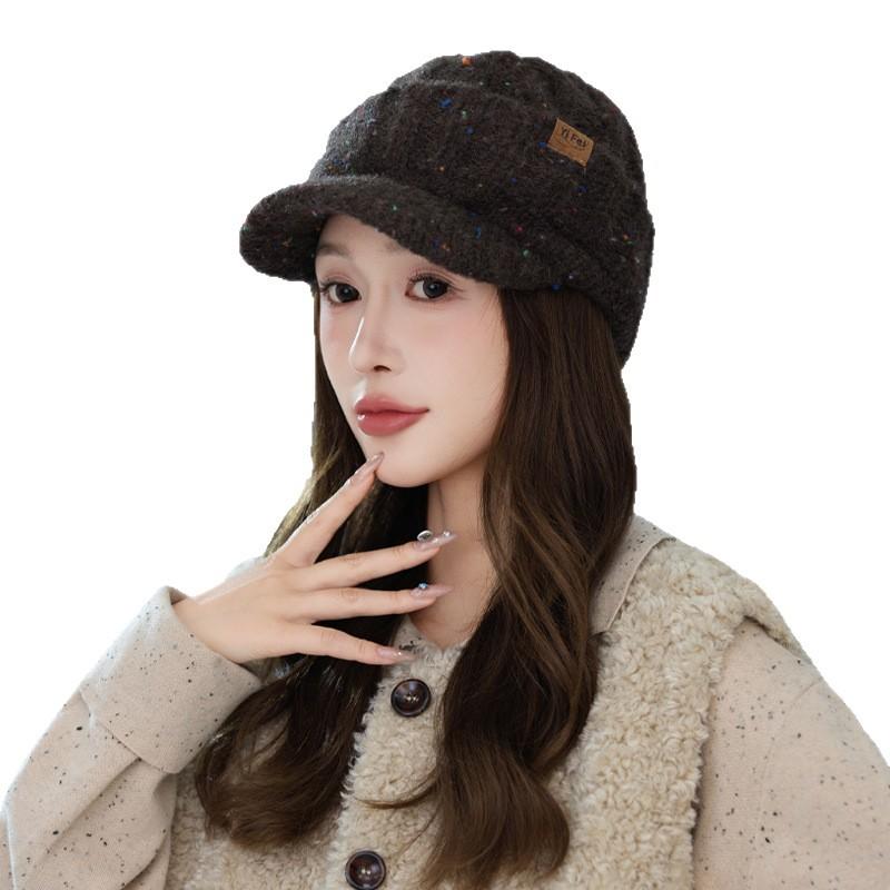 Colorful Dots Plush Warm Baseball Cap Autumn and Winter Casual Versatile Wool Hat Outdoor Cold Hat