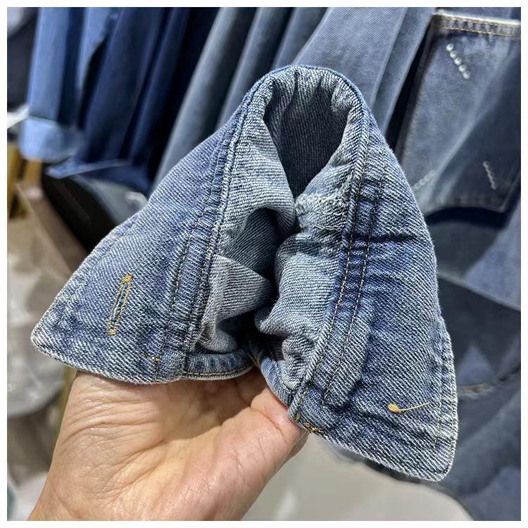 2024 Spring Women's Designer Denim Jacket: Hong Kong Korean Style, Casual Versatile Long Sleeve Layering Shirt