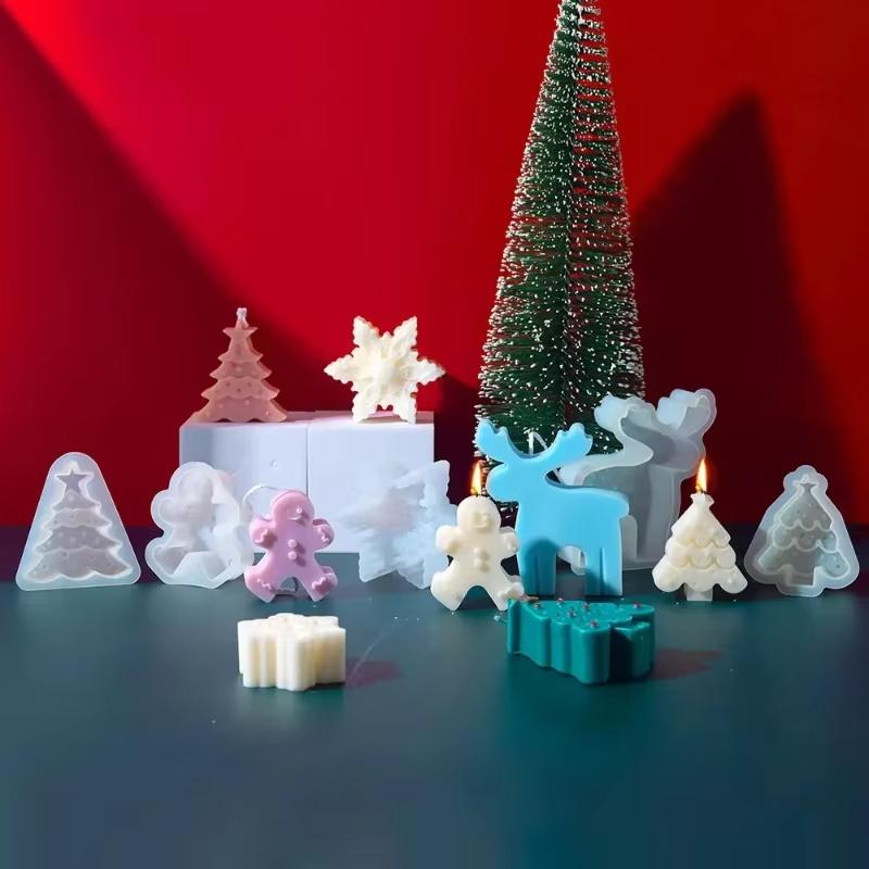 Sapin de Noël Bonhomme en pain d'épices Plâtre d'aromathérapie Bougie Pierre Diffuseur Moule en silicone Moule pour la cuisson Décoration de gâteau au chocolat