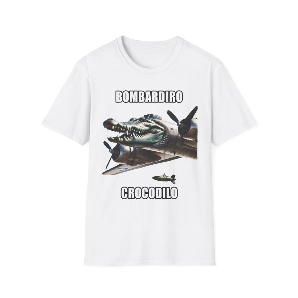 Men Women Print Bombardiro Crocodilo Crocodile Plane Bomber T Shirt Tee Cotton T-shirts Clothes