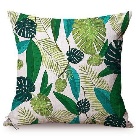 Cotton And Linen Cushion Cover, Tropical Jungle Floral Style, Banana Leaf, Frangipani, Sofa Pillow Case, Home Decoration