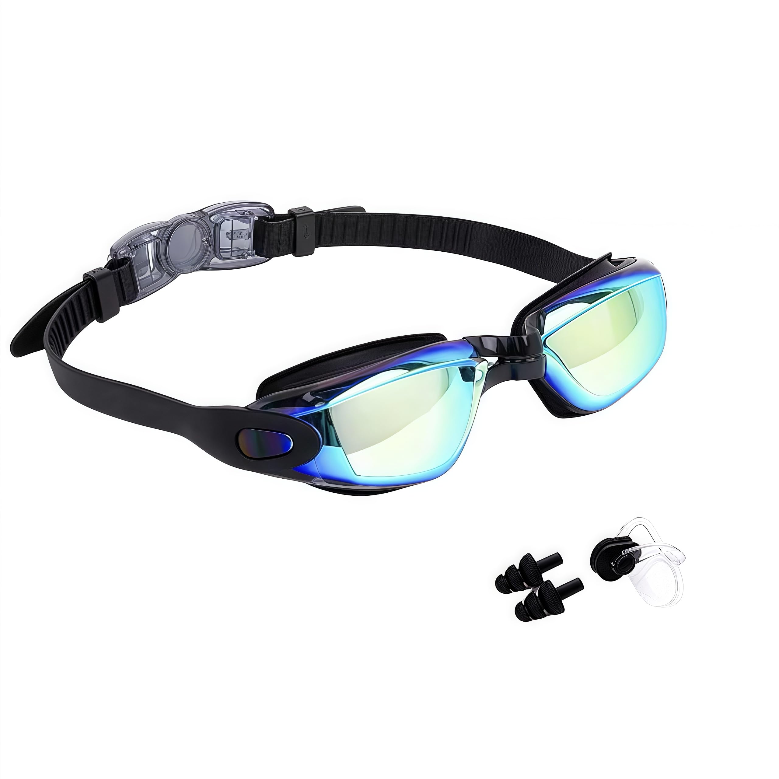 

Очки для плавания для плавания Возрасты Подводные УФ Зеркальные Мягкие Регулируемые Легкие для хранения Затычки для ушей Начальная школа Унисекс [MiniAya] Дети, Очки,