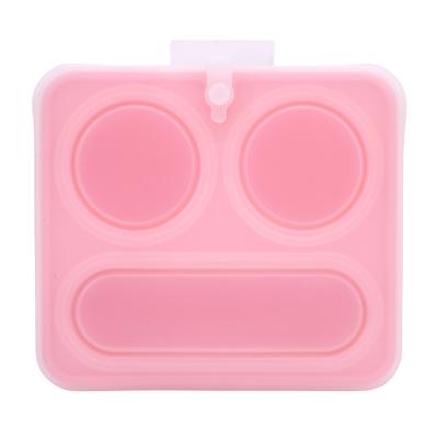 Snack Container Microwave Dishwasher Safe Reusable Silicone Snack Box with 3 Compartment Leak Proof Lid for Sauces