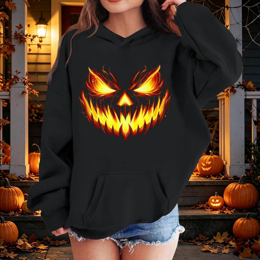 Kinder Halloween Kapuzenpullover mit Aufdruck Lässiger lockerer Pullover für Jungen Mädchen Party und Alltag