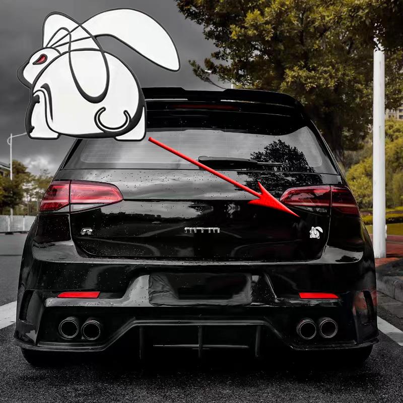 1Pcs Universal Cartoons Car Styling Decal for VW 3D Metal Running Rabbit Logo Chrome Emblem Rear Trunk Badge Accessories