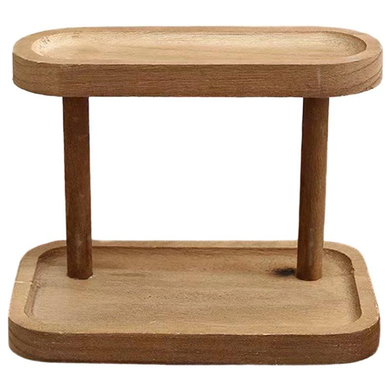 HHO-Wooden Storage Rack Desktop Storage Rack 2 Layers Of Desktop Display Rack Cosmetic Storage Rack Desktop Dressing Table