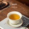 High-End Large Ru Kiln Ceramic Gongfu Tea Set: Three-Piece Lid, Bowl, and Cup.