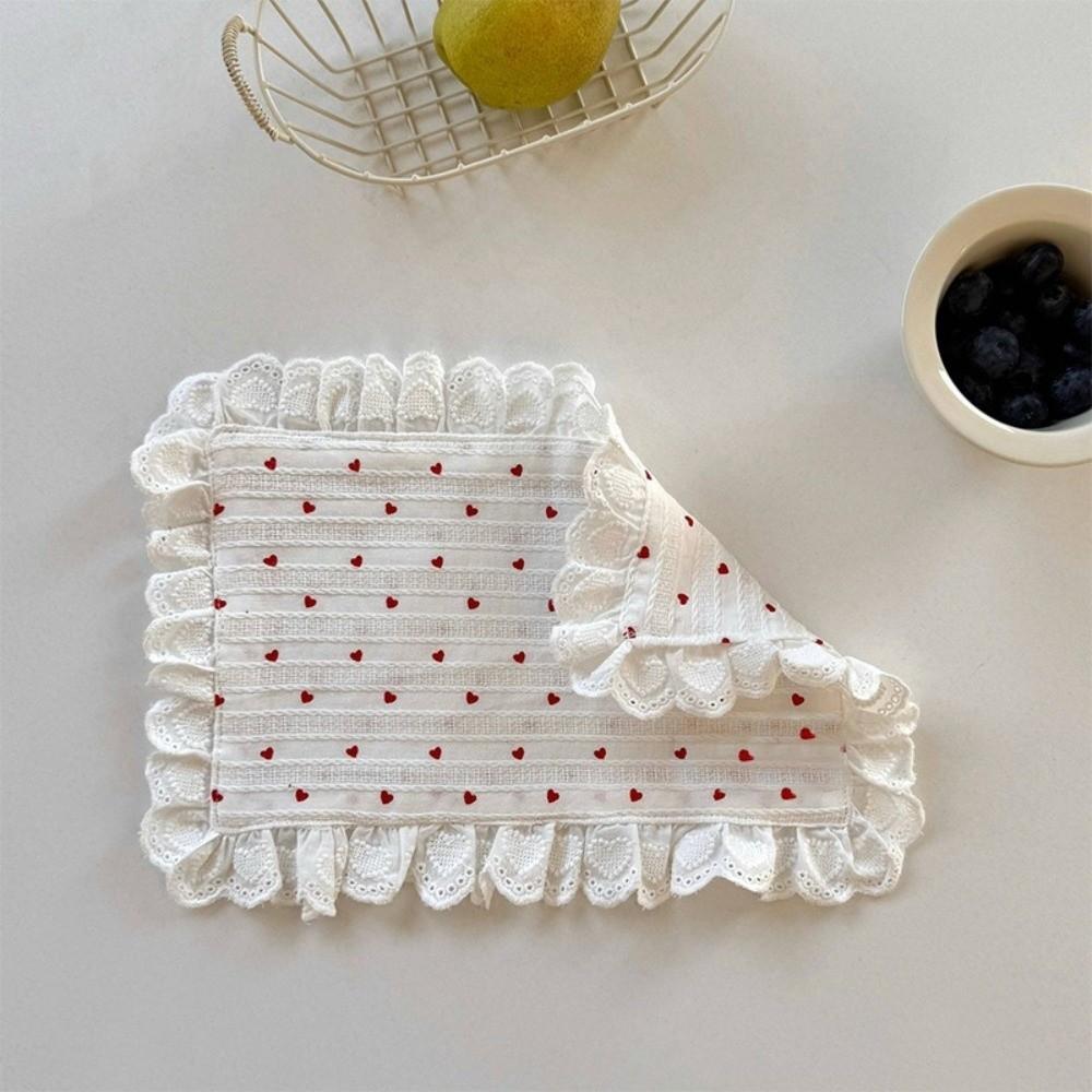 Square/Round Lace Ruffles Placemats Girly Style Heart Pattern Placemats Food Photography