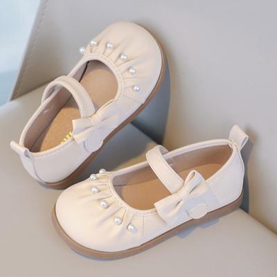 Petites Chaussures en Cuir pour Filles Printemps et Automne Chaussures de Princesse Style Occidental Plissé à Bouche Peu Profonde pour Enfants Édition Coréenne Semelle Souple