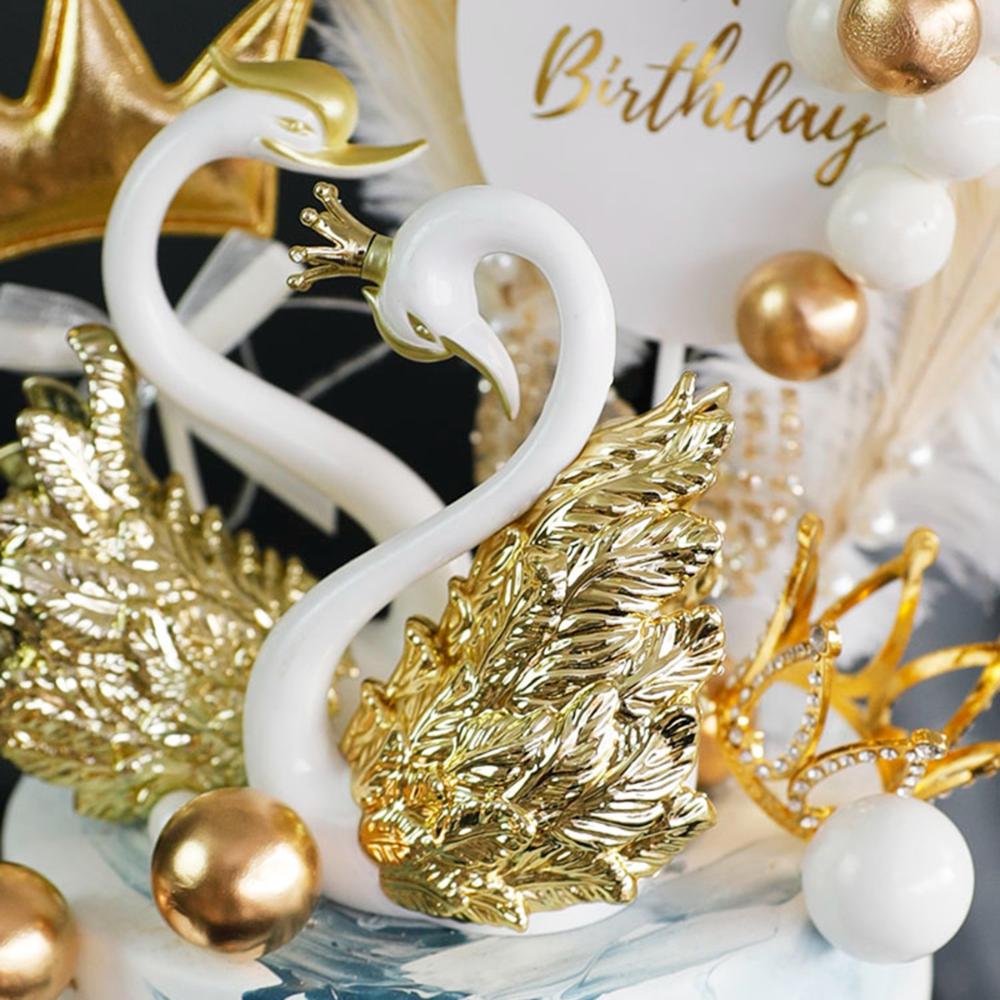 Baking Decoration Table Decorative Anniversary Ornament Cake Topper Swan Figurine Miniatures