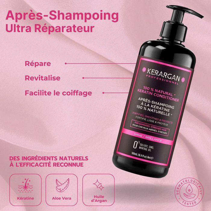 Kerargan - Shampoing Et Après-shampoing À La Kératine Et À L’huile D’argan Pour Fortifier Et Protéger Vos Cheveux - 2x500 Ml