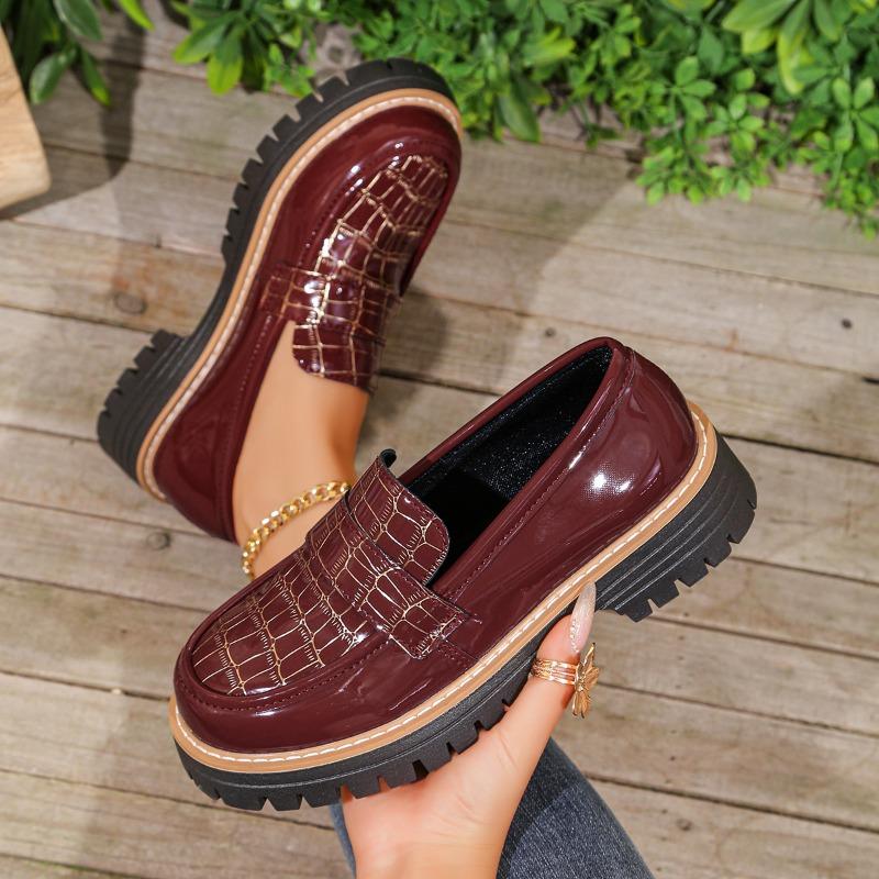 

Large-size Shoes - New Arrivals for Autumn and Winter - Thick-soled Versatile Basic Shoes 43 бордовий