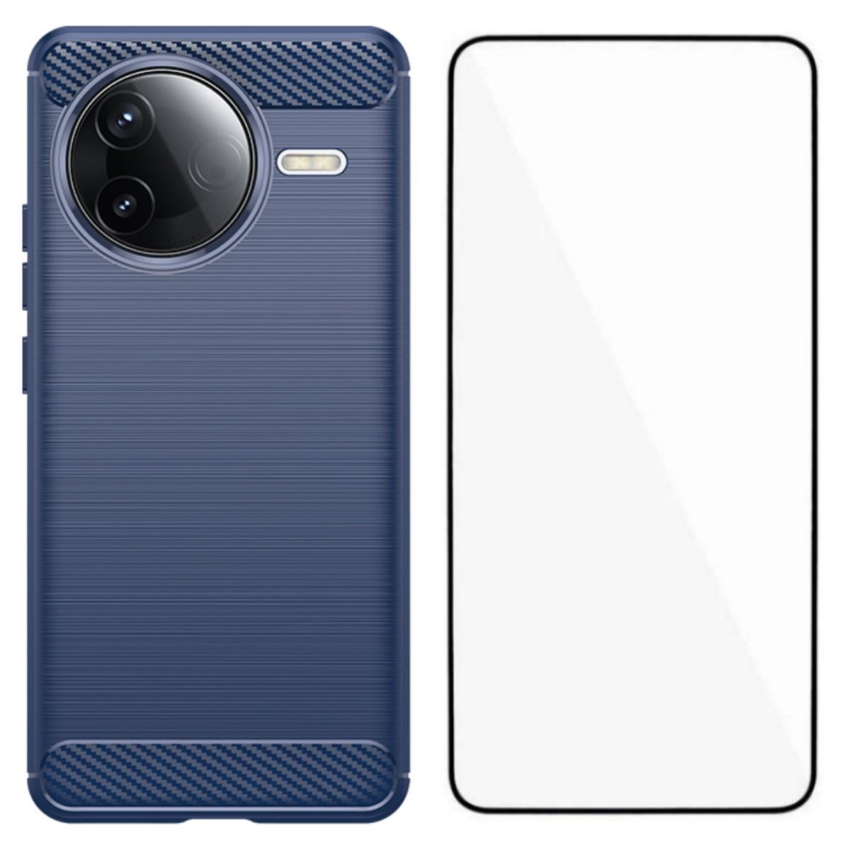 

Чехол для Xiaomi Redmi K80 5G/Xiaomi Poco F7 Pro 5G с закаленным стеклом WANLONFENG Серия LS Текстурированный матовый чехол из ТПУ для телефона Blue