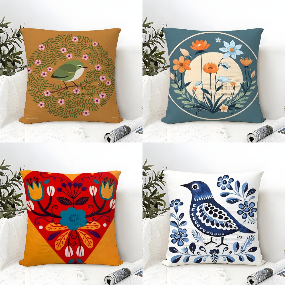 Blue Bird Home Decor Print Pillow Case Home Living Room Decoration Linen Pillowcover Pillow Cases Cushion Cover