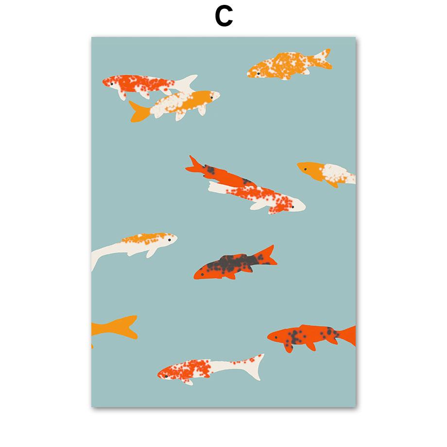 Girl Seal Goldfish Seagull Posters Prints Nordic Canvas Painting Cartoon Modern Wall Art Pictures Kids Room Home Decor