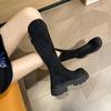 Winter Platform Punk Style Woman Knee High Boots Solid Suede Slip On Thick Heel Women Shoes Knight Long Boots for Autumn Winter