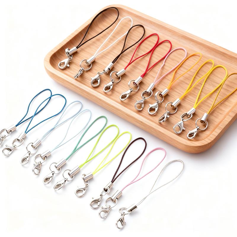 50Pcs Polyester Cord Lobster Clasp Cell Phone Lanyard Cords For Keychain Crafts Handmade Phone Rope Toys Diy Jewelry Making
