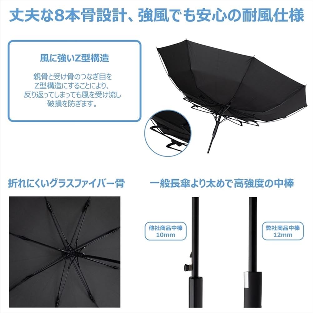 Ogawa Mărime Mare Super Apă Ușor la Ușor la 8 Japonez SUI 53271 Umbrelă, pentru Bărbați, Bleumarin, Durabilă, Hidrofugă, Adunare, Depozitare, 70cm, Balene, Marcă,