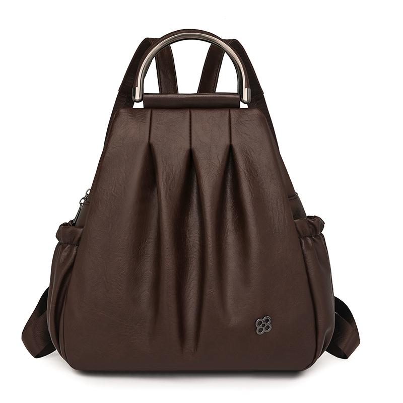 

Плиссированный рюкзак с прострочкой, многофункциональная сумка-тоут, дорожная женская сумка PU кофейный