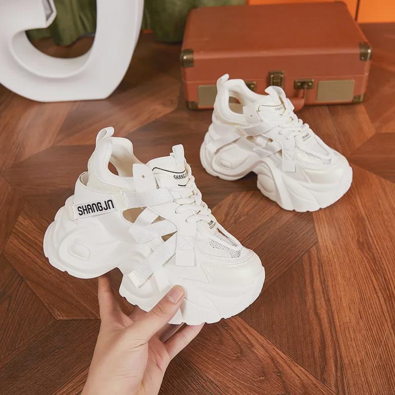 2025 Women's Summer Hollow Platform Sandals: Stylish, Versatile, Height-Boosting, Thick-Soled Casual Footwear