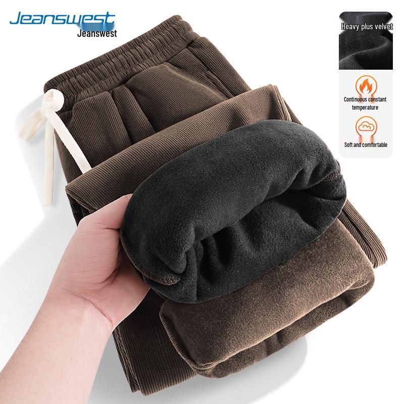 JEANSWEST Men's Loose Fit Corduroy Fleece-Lined Pants