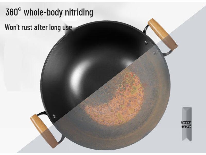Naijiang Thick Cast Iron Wok with Lid