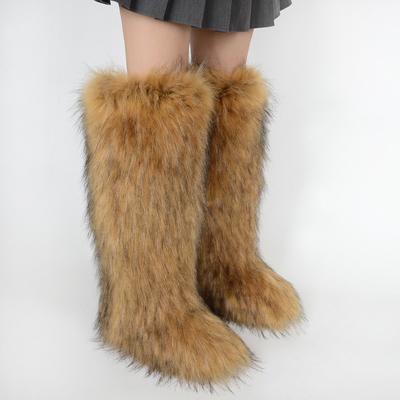 Stivali Invernali da Donna in Pelliccia Sintetica di Procione Pelosa Stivali da Neve Scarpe