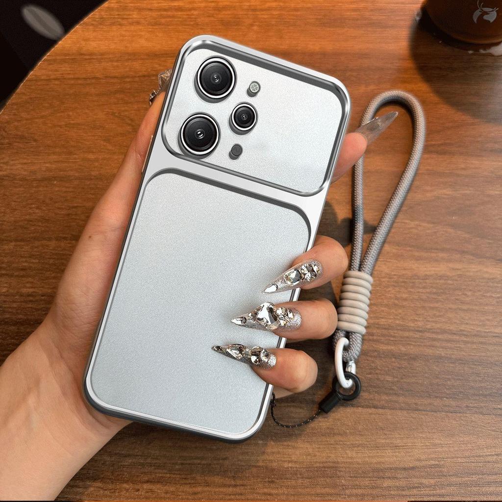 Luxury Big Window Phone Case with Lanyard for Xiaomi Redmi 12 4G Premium Textured Casing