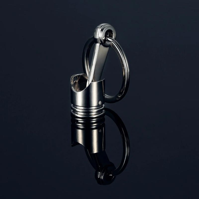 Engine Silvery Metal Piston Car Keychain Keyfob Fob Key Chain Ring Keyring Gifts