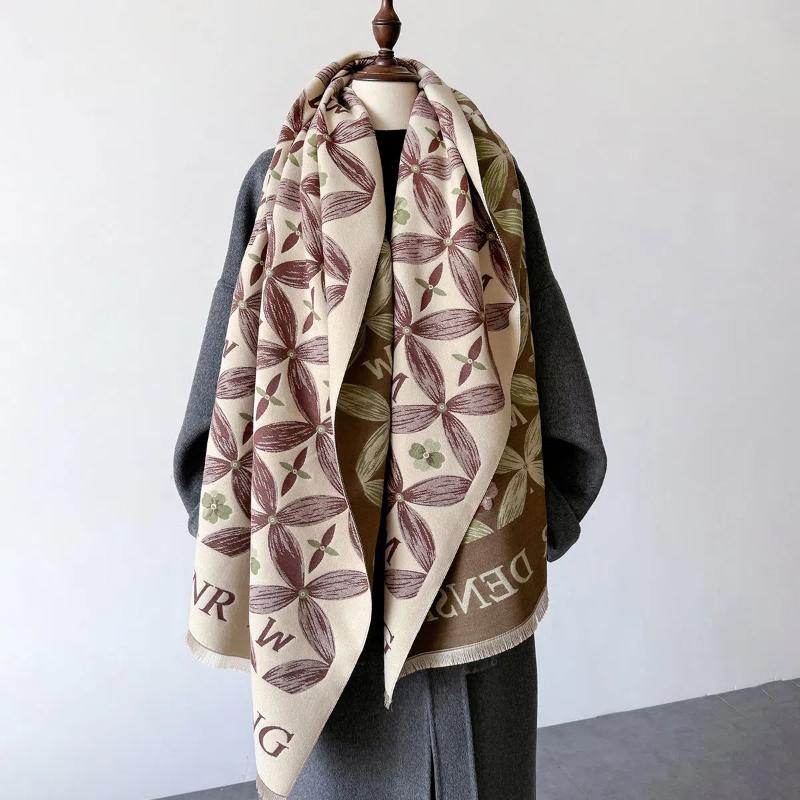 2024 New Letter Printed Fashionable Imitation Cashmere Scarf,Women's Dual-use Air Conditioning Shawl for Student