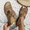High Heel Sandals Summer Flower Sewing Solid Color Shallow Mouth Round Head Casual Fashion Women'S Shoes Wedge Tenis De Mujer
