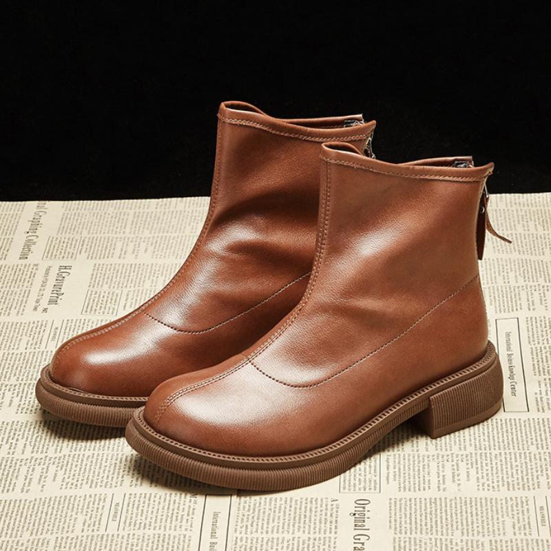 Woman Ankle Boots British Style Casual Comfort Martin Boots Female Back Zipper Chunky Chelsea Boots Footwear