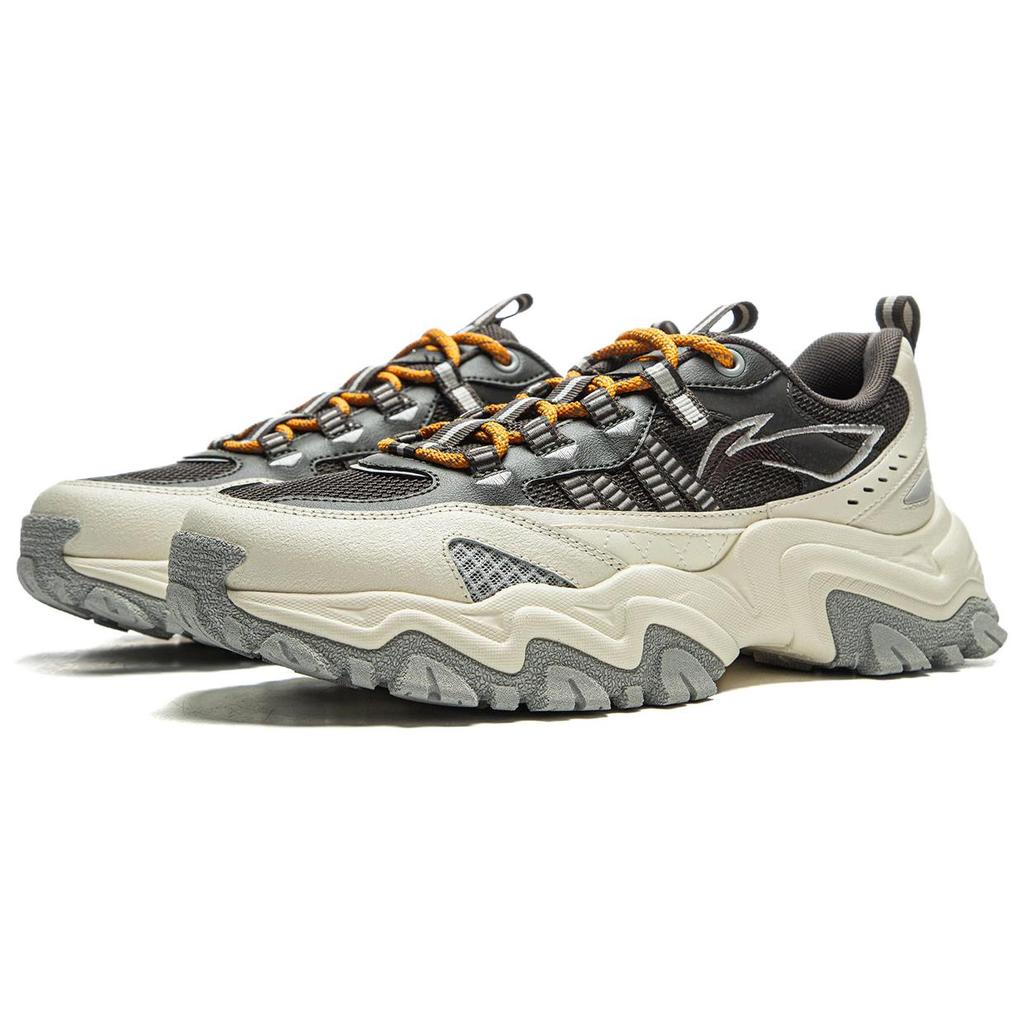 Li Ning Shan Xing Slip Resistant Abrasion Resistant Support Low Top Casual Shoes Men's Beige Gray AGCV247-2