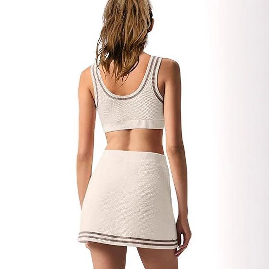 Women's Sports Outdoor Knitted Tennis Dress Suit