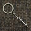 New Fashion Men 30mm Keychain DIY Metal Holder Chain Vintage Fitness Equipment Dumbbell 34x12x12mm Silver Color Pendant Gift