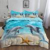 3D Dolphin Duvet Cover Set, Underwater World Duvet Cover and Pillowcases,Dolphin,Tropical Fish,Coral Ocean Bedding Set with Zip