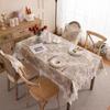 French Polyester Printed Plant Flower Pleated Lotus Leaf Fungus Edge Rectangular Coffee Table Tablecloth Dining Table Cloth