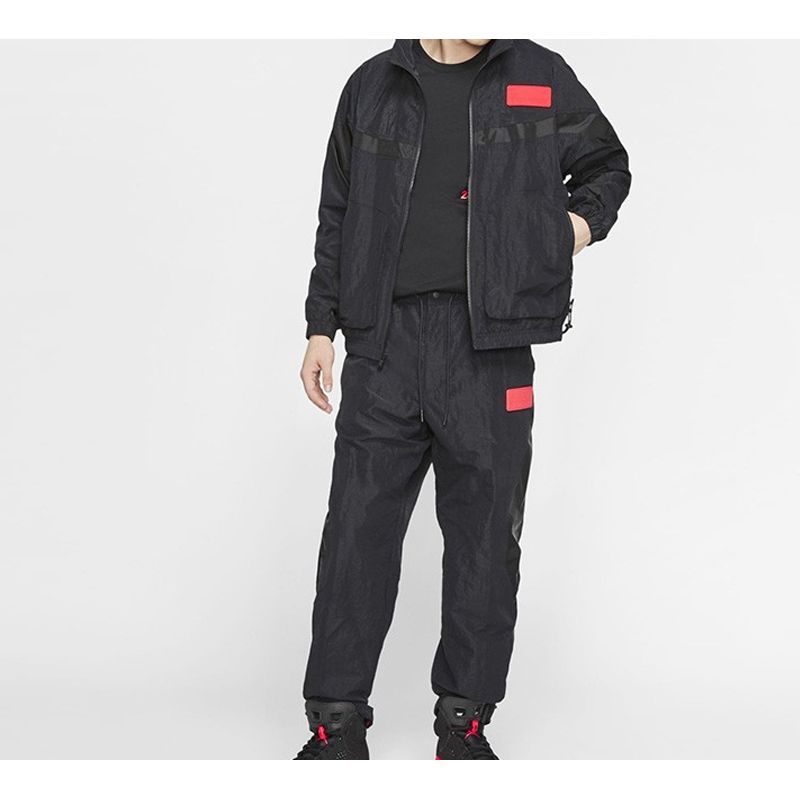 Jordan 23 Engineered Rubber Patch Loose Stand Collar Jacket Men Jackets Black CN4579-010
