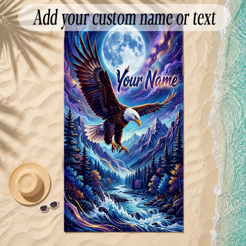 Birds Theme Soft Beach Towel Personalized Custom Name Text Towel Portable for Beach Pool Travel