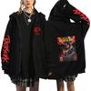 Berserk Anime Hooded Zip-Up Sweatshirt Men Oversized Fleece-Lined Pullover With Drawstring Cap Side Pockets