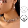 Hip Hop Chains Choker Earrings Set Halloween Punk Necklace Earring Skeleton Jewelry Suit  Gift