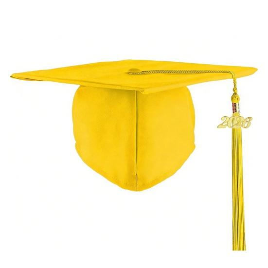 Studentmössa 2026 Examenshatt Slät Yta Fyrkantig Krona Design Examenshatt med Guldtofs Årsinredning
