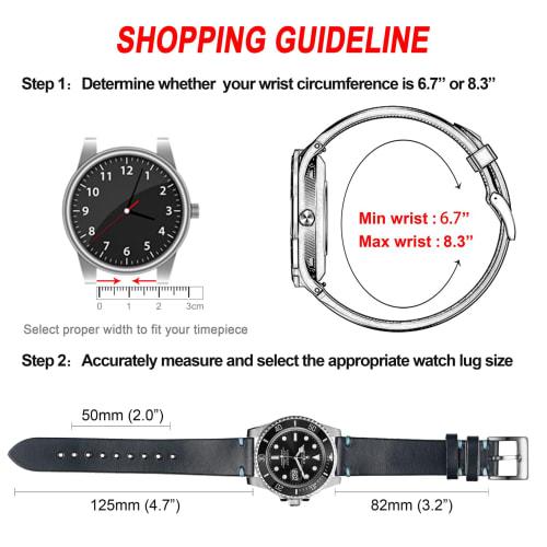 Hemsut Chromexcel Leather Watch Band, 20mm, Soft Vintage Leather Watch Strap, Handmade Watch Strap with Quick Release Tool and Stainless Steel Silver