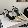 Fashion SUOJIALUN 2025 New Brand Women Sandal Fashion Pointed Toe Ankle Strap Ladies Elegant Slingback Shoes Thin High Heel Dress Pumps